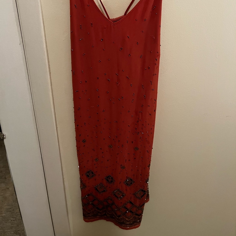 Rose colored 1920s style dress